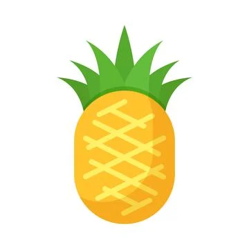 Pineapple ananas icon in flat style. Tropical summer fruit vector illustrat.. Stock Illustration