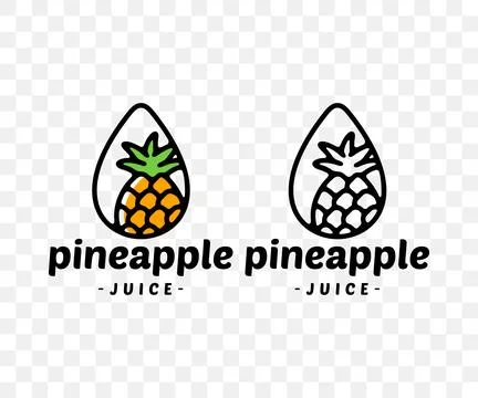 Pineapple, ananas, pineapple juice, pineapple in a drop, graphic design Stock Illustration