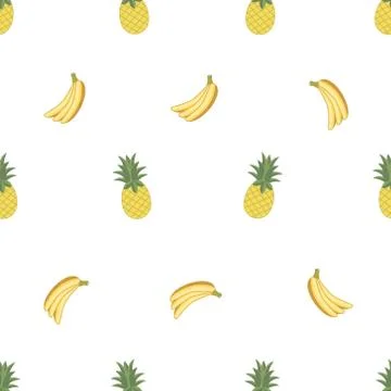 Pineapple and Banana Seamless Pattern Vector Stock Illustration