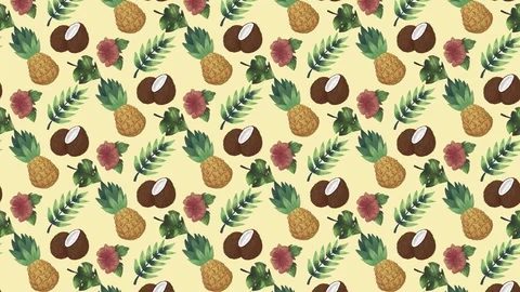 Pineapple and coconut moving summer pattern. Stock Footage 129663556