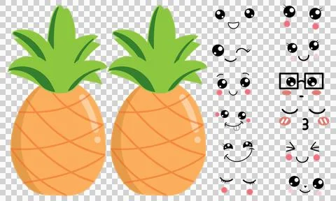 Pineapple and cute face Stock Illustration