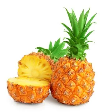 Pineapple and half isolated on white background with clipping path and full Stock Photos