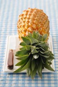 Pineapple and Knife Stock Photos