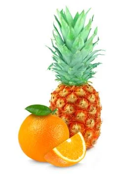Pineapple and orange Stock Photos