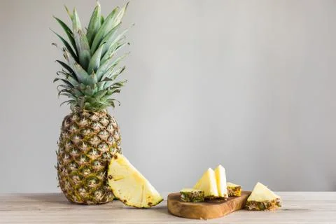 Pineapple and pineapple slices Stock Photos