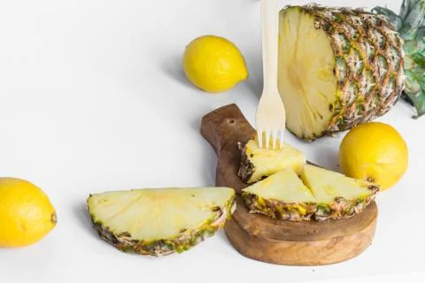 Pineapple and pineapple slices Stock Photos