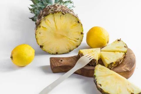 Pineapple and pineapple slices Stock Photos
