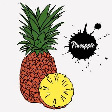 Pineapple and a sectional Stock Illustration