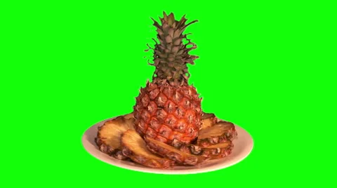 Pineapple and segments on plate Video stock 48758055