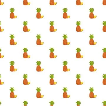 Pineapple and slice repeating seamless pattern design Illustrazione stock