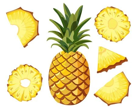 Pineapple and sliced pineapple Stock Illustration