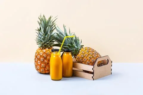 Pineapple and smoothie Stock Photos