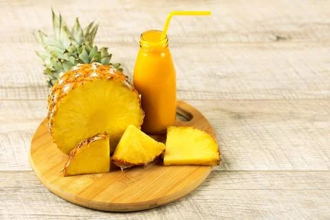 Pineapple and smoothie Stock Photos