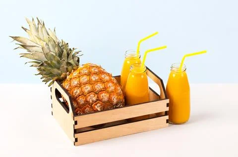 Pineapple and smoothie Stock Photos