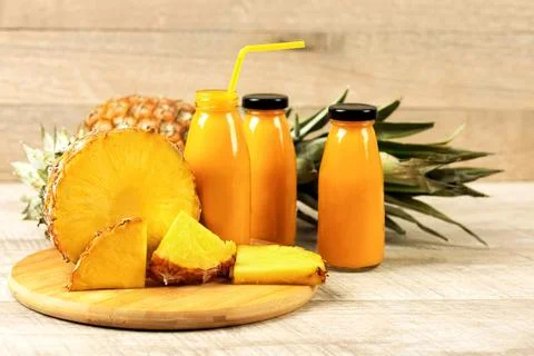 Pineapple and smoothie Stock Photos