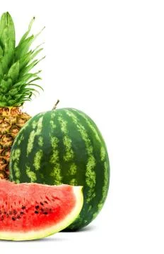 Pineapple and watermelon Stock Photos
