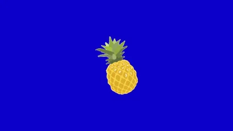 Pineapple animation on blue screen Stock Footage 334772727