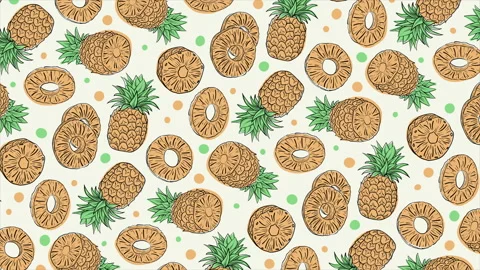 Pineapple background on a seamless loop Stock Footage 313600525