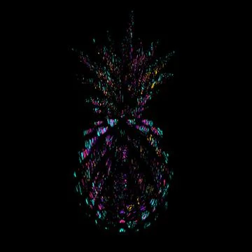 Pineapple on black background in grunge style. Stock Illustration