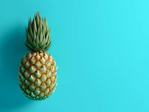 Pineapple on blue background 3D rendering Stock Illustration
