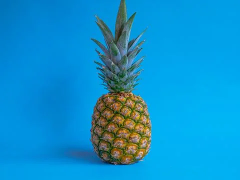 Pineapple on Blue Background Stock Photos