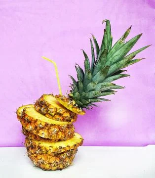 Pineapple, bright background Stock Photos