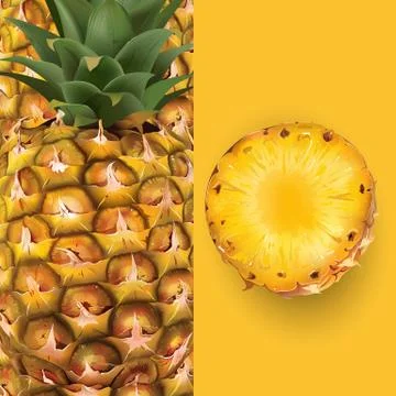 Pineapple on a bright yellow 스톡 일러스트