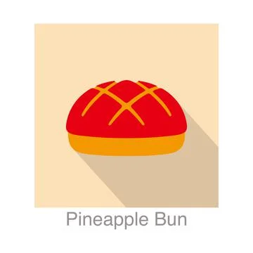 Pineapple Bun flat icon design vector illustration Stock Illustration