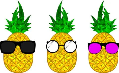 Pineapple cartoon character set Stock Illustration