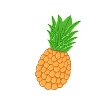 Pineapple in cartoon flat style Stock Illustration
