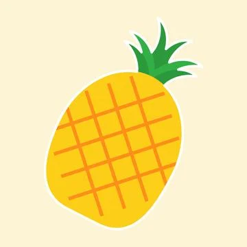Pineapple cartoon fruit in flat style. Vector illustration concept Stock Illustration