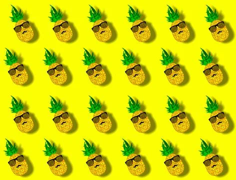 Pineapple cartoon pattern Stock Illustration