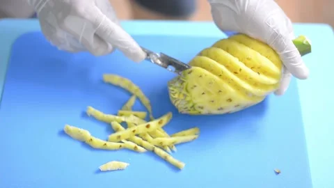 Pineapple Carving Knife Stock Footage 158372099