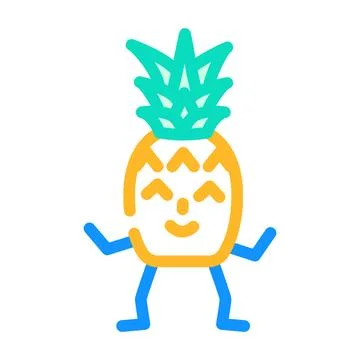 Pineapple character color icon vector illustration Stock Illustration