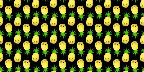 Pineapple character. Exotic fruit pattern. illustration.. Stock Illustration
