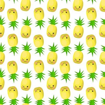 Pineapple character. Exotic fruit pattern. illustration.. Stock Illustration