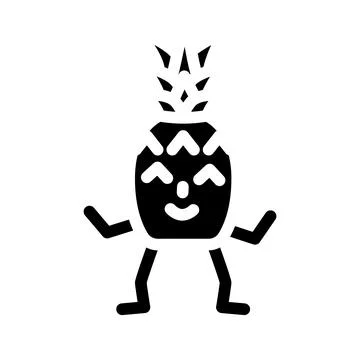 Pineapple character glyph icon vector illustration Stock Illustration