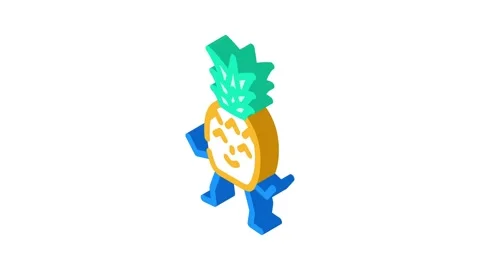 Pineapple character isometric icon animation Stock Footage 327295939