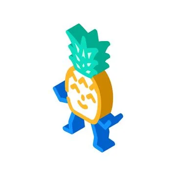Pineapple character isometric icon vector illustration Stock Illustration