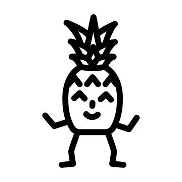 Pineapple character line icon vector illustration Stock Illustration