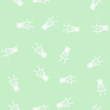 Pineapple character line vector seamless pattern Stock Illustration