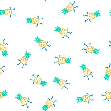 Pineapple character vector seamless pattern Stock Illustration