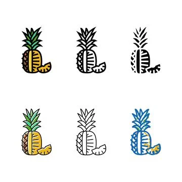 Pineapple clean one cut slice color icon vector Stockillustratie