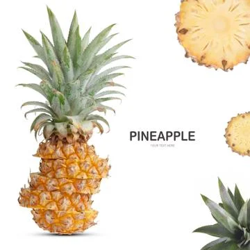 Pineapple with clipping paths. Stock Photos