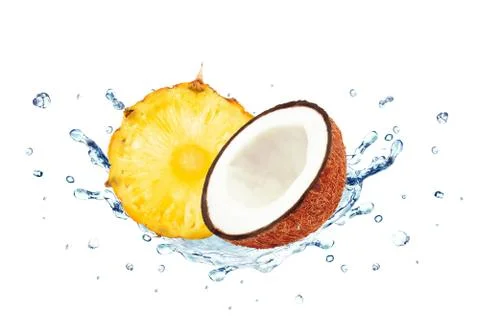 Pineapple coconut splash Stock Photos