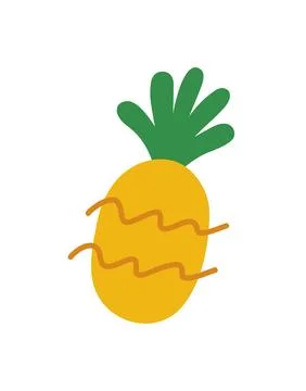Pineapple color doodle. Flat vector illustration isolated on white. Stock Illustration