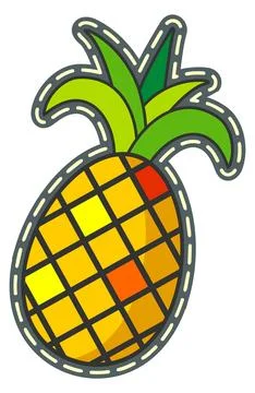 Pineapple color patch. Colorful fruit print sticker 스톡 일러스트