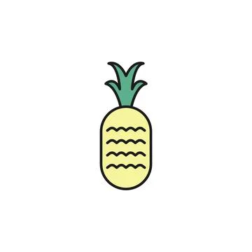 Pineapple colored outline icon. Element of food icon for mobile concept and web Stock Illustration