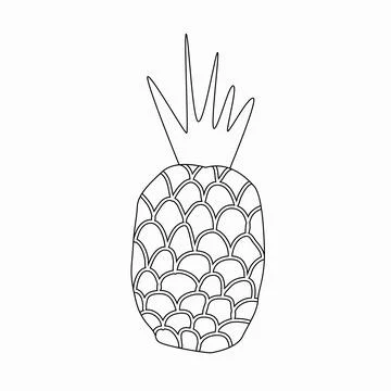 Pineapple coloring sheet black and white vector illustration. Stock Illustration