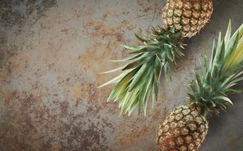 Pineapple on concrete. Stock Photos